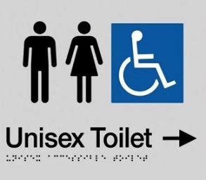 Braille & Tactile Unisex Accessible Toilet Sign with Directional Arrow ...