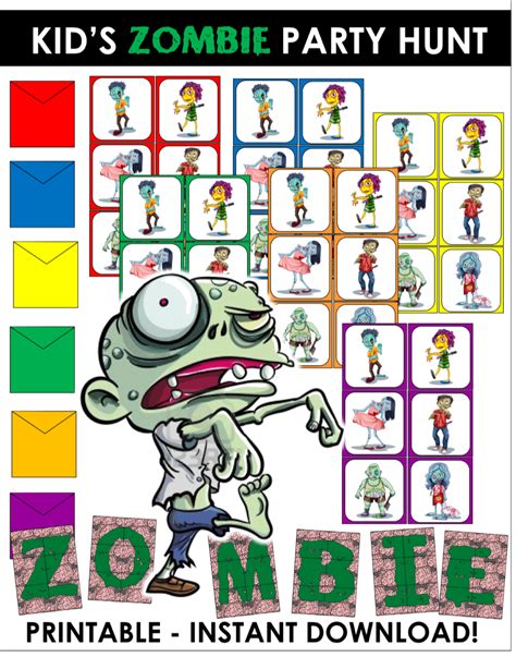 Zombie Party Game for kids - printable scavenger hunt