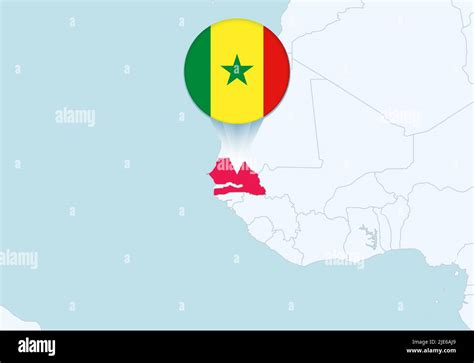 Africa with selected Senegal map and Senegal flag icon. Vector map and ...