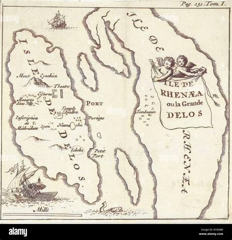 Map of the Cycladic islands of Delos and Rhenia, Greece, Jan Luyken ...