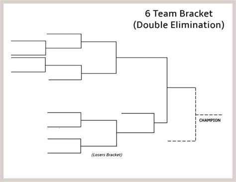 6 Team Double Elimination Bracket in printable PDF - Printerfriend.ly