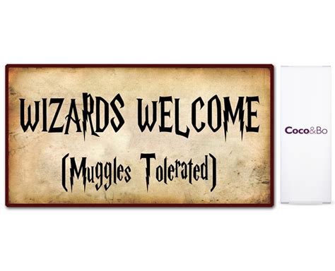 Buy 1 x Coco&Bo - Welcome Wizards Party Sign 29 cm x 16 cm - Muggles Tolerated - Magical ...