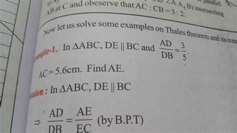 vow let us solve some examples on Thales theorem and its con 2-1. In ABC..