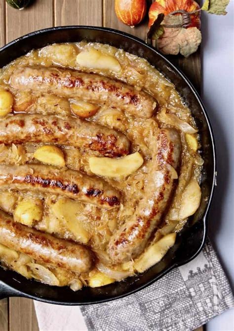 Sausage, Apple, Sauerkraut and Potato Skillet - the hungry bluebird