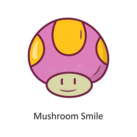 Mushroom Smile Vector Fill Outline Icon Design Illustration. Gaming Symbol on White Background ...