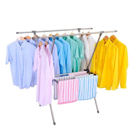 BAOYOUNI Foldable Hanging Clothes Drying Rack Stainless Steel Laundry ...