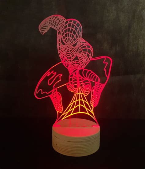 Laser Cut Spiderman 3d Illusion Acrylic Table Lamp Free DXF File for Free Download | Vectors Art