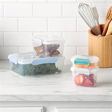 Plastic Food Containers with Grey Clips | The Container Store