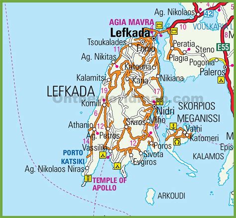 Lefkada road map - Ontheworldmap.com