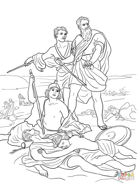 Death of Saul coloring page | Free Printable Coloring Pages