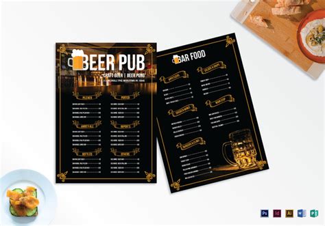 Pub Menu - 5+ Examples, Illustrator, InDesign, Word, Photoshop, Publisher