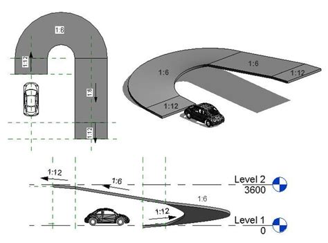 one way ramp width with 90 degree turn - Google Search | Parking design, Ramps architecture ...