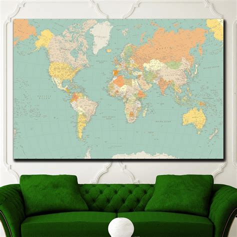 Old political world map 32×48 80×120 black floating frame ready to hang – Artofit