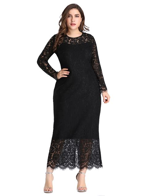 Ever-pretty US Plus Size Black Lace Long Sleeve Party Dresses Evening Prom Gowns | eBay