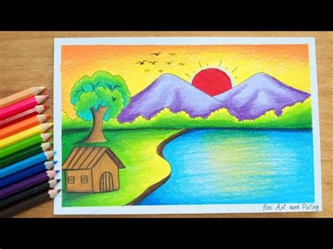 วาดรูปธรรมชาติ สวยๆง่ายๆสีไม้ |Easy Scenery | Easy scenery Drawing - YouTube