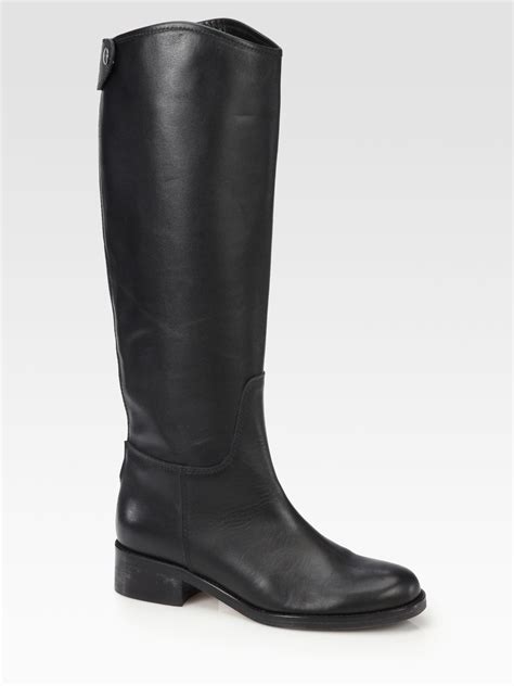 HUNTER Leather Kneehigh Riding Boots in Black - Lyst