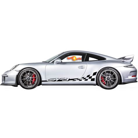 Porsche 911 GT3 Checkered Side Stripes Kit Decal Sticker