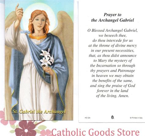 Prayer to the Archangel Gabriel - Paperstock Holy Card RAP | eBay