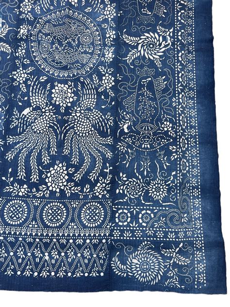 Vintage Chinese Batik Fabric 3-panel Nanking Indigo Textile - Etsy