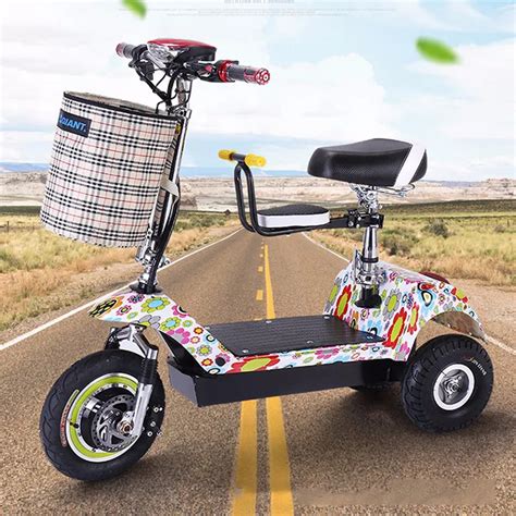 Adults Electric Tricycle Citycoco Electric Scooter Foldable Collapsible with children's seat and ...