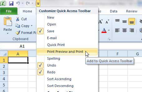 Add a Print Preview Icon to the Quick Toolbar in Excel 2010 - Solve ...