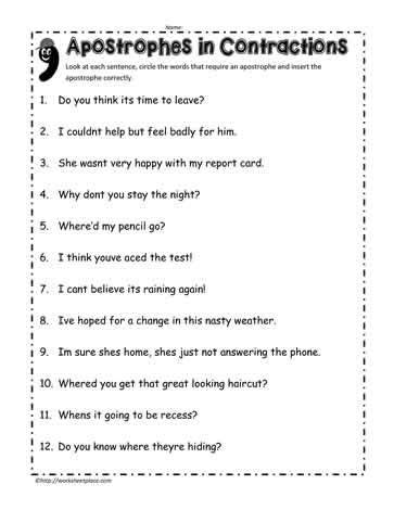 Apostrophe Worksheets Pdf - Worksheet Now