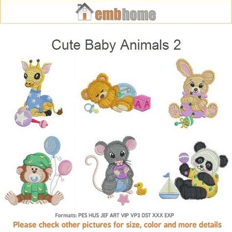 Cute Baby Animals 2 Machine Embroidery Designs Pack Instant