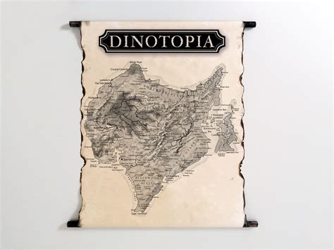 Map of Dinotopia on Handmade Scroll, Land Apart From Time Map, the World Beneath Map, First ...