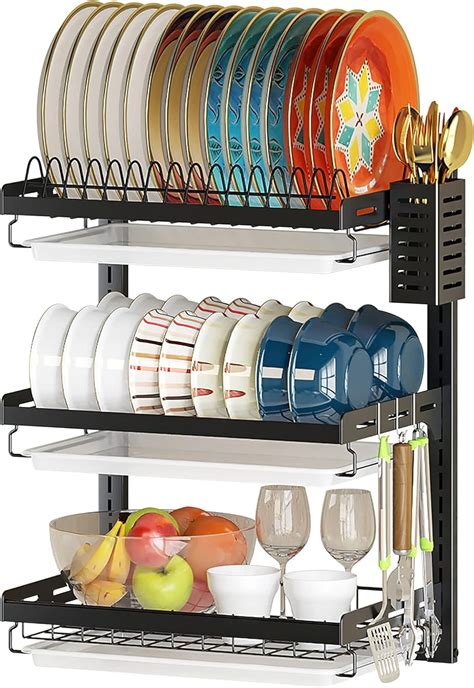 PUSDON Wall Mounted Dish Drying Rack, 3 Tier India | Ubuy