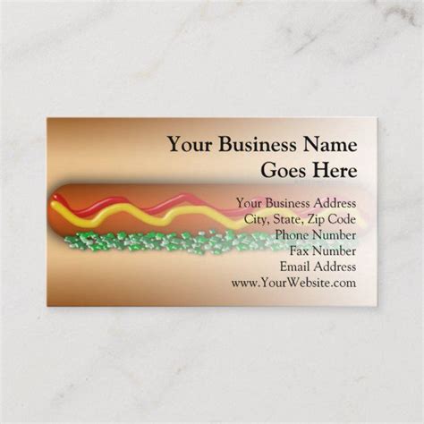 Novelty Hot Dog Graphic Vending Restaurant Food Business Card | Zazzle ...