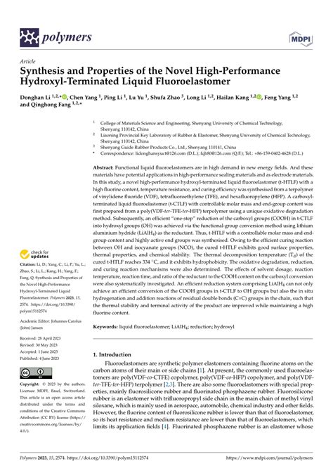 (PDF) Synthesis and Properties of the Novel High-Performance Hydroxyl-Terminated Liquid ...