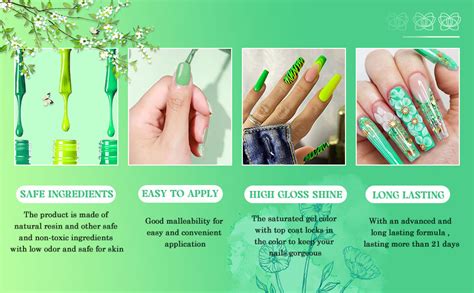 Amazon.com : Arousar Gel Polish, 8 Colors Light Olive Neon Green Starter Kit, Halloween Fall All ...