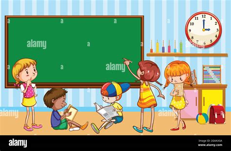 Los niños aprenden en el salón de clases Imagen Vector de stock - Alamy