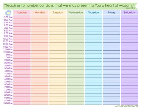 Weekly Schedule {Free Printable} | The Flanders Family Website