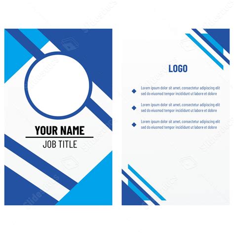 Template Design An Office Member's ID Card With A Blue Minimalist Line ...