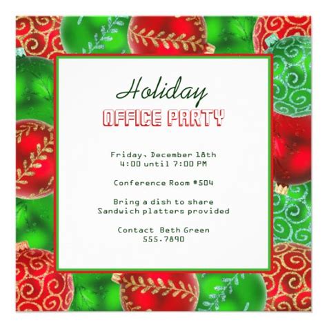 Christmas Holiday Office Party Invitations 5.25" Square Invitation Card ...