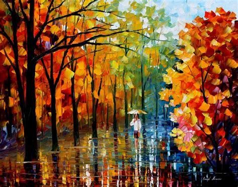 FALL ALLEY 3 — PALETTE KNIFE Oil Painting On Canvas By Leonid Afremov