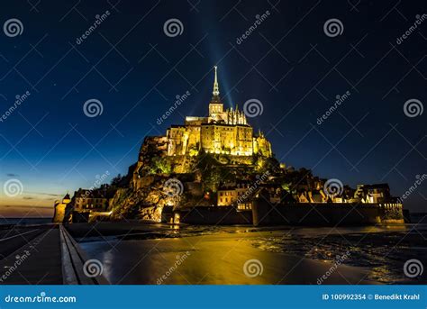 Saint Michael`s Mount Mont Saint Michel by Night Stock Photo - Image of ...