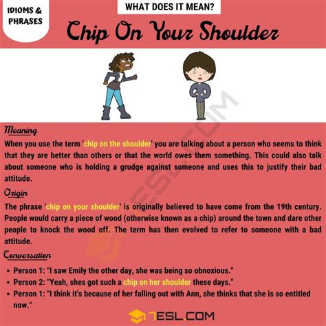 "Chip On Your Shoulder" Meaning, Origin and Examples • 7ESL