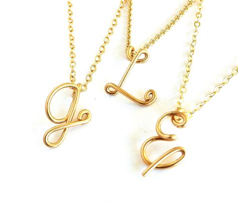 Gold Initial Pendant. Custom Gold Initial Necklace.