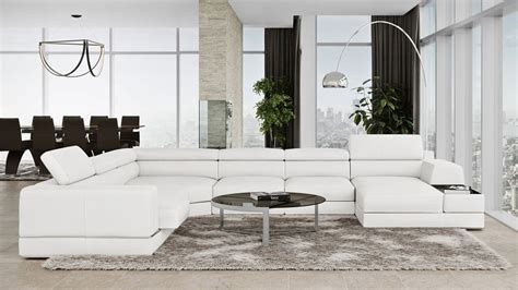 Small White Leather Sectional Sofa | Baci Living Room