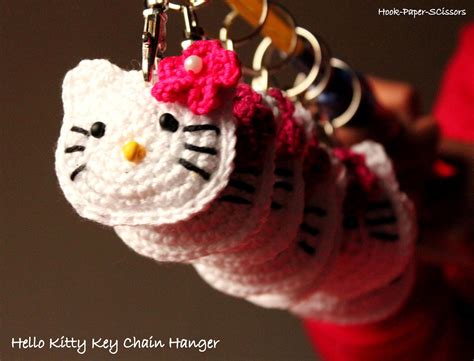 Hook-Paper-Scissors: Crochet Hello Kitty Key Chain Hanger with Pattern