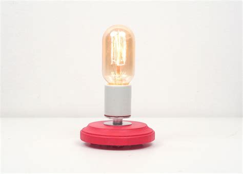 Modern Desk Lamp- Bright Colored Wood Lamp, Exposed Edison Bulb Lighting, Modern Night Light ...