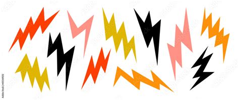 Colorful lightning bolt set. Bright thunderbolt collection. Flash ...