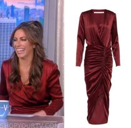 The View: November 2022 Alyssa Farah Griffin's Red Satin Wrap Midi Dress | Shop Your TV