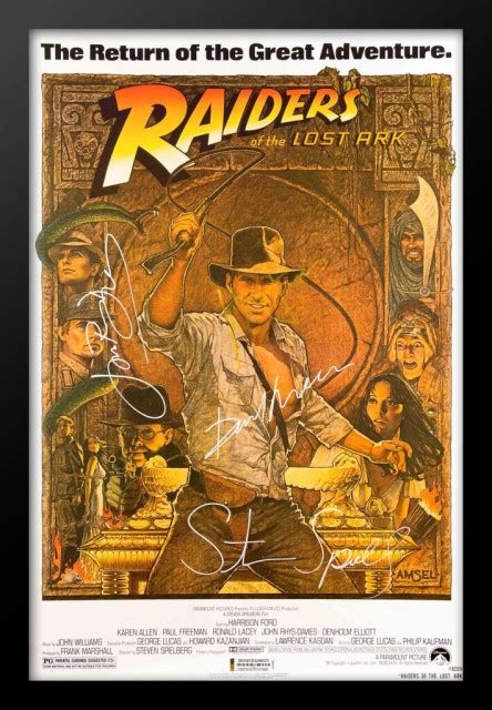 Indiana Jones Raiders Of The Lost Ark Rare! Signed Movie Poster, Custom Frame - Southwestern ...