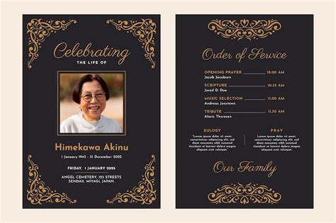 Free Vector | Flat design funeral order of service template