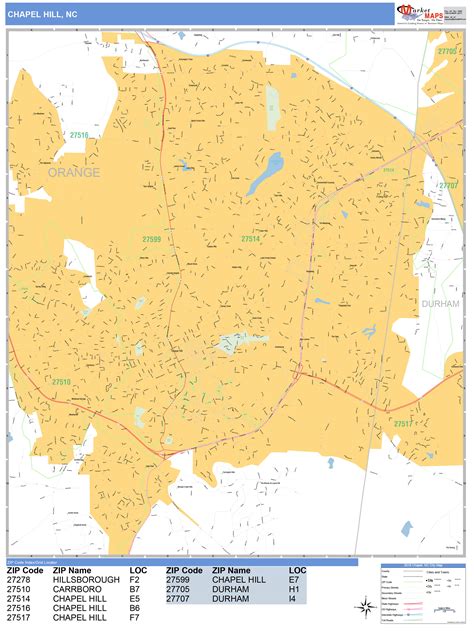 Chapel Hill North Carolina Wall Map (Basic Style) by MarketMAPS