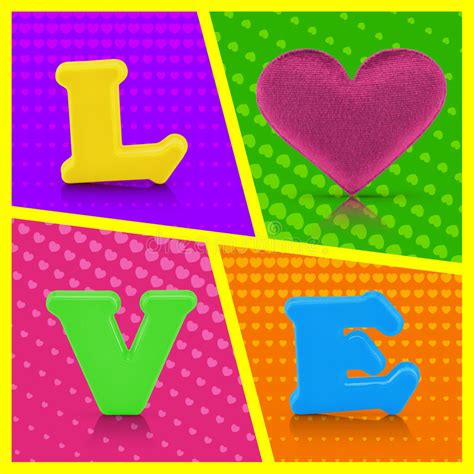 Love Word and Heart Shape on Colorful Background Stock Illustration - Illustration of valentine ...