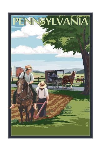 'Pennsylvania - Amish Farm Scene' Posters - Lantern Press | AllPosters.com | Farm scene, Amish ...